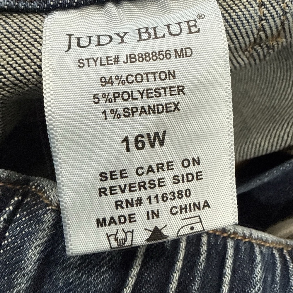 Judy Blue Jeans 16W Blue High Waist Wide Leg DrawstringCarpenter Beach Nautical - Picture 10 of 11